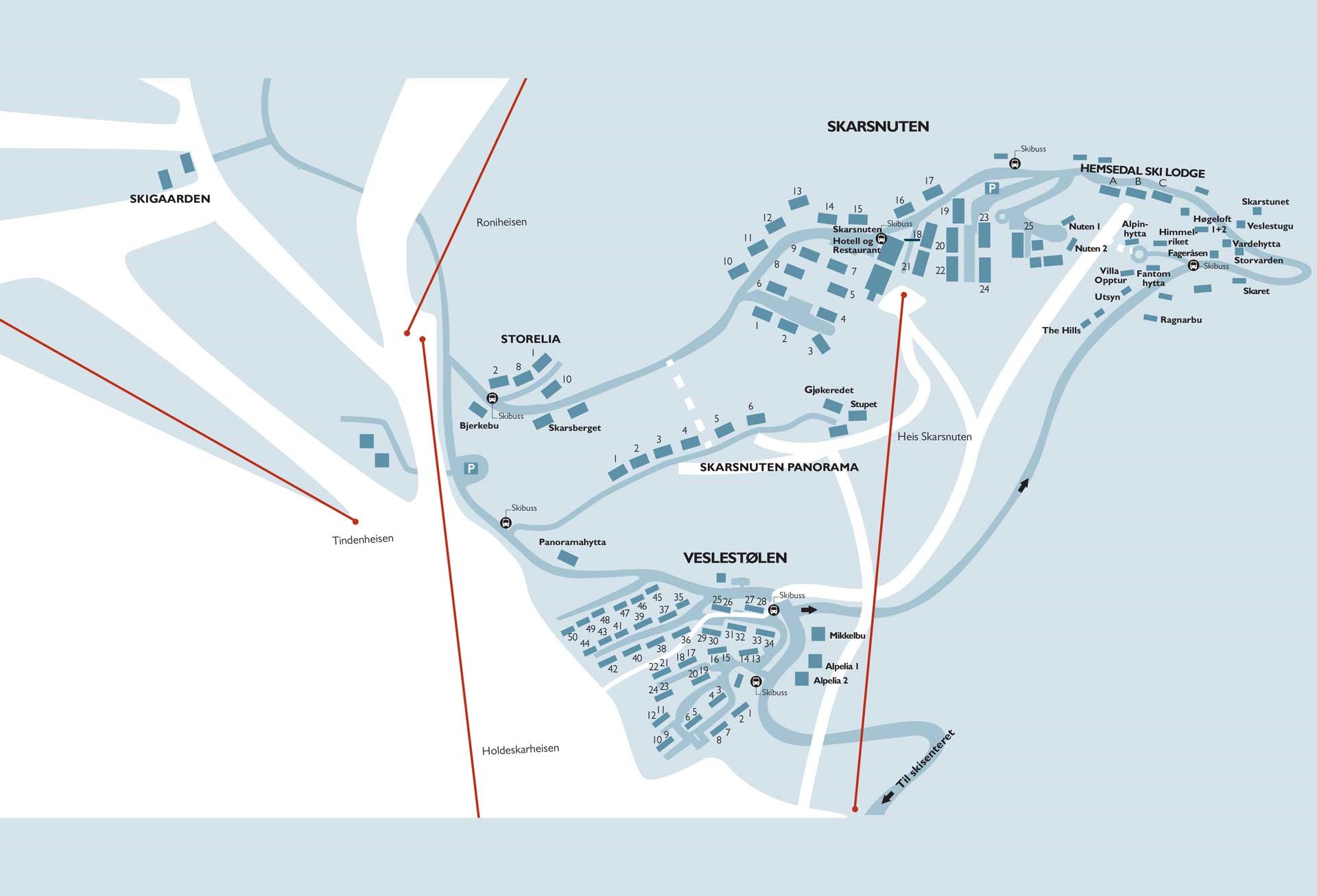 Områdeskarta över Hemsedals fjällsida - Skarsnuten